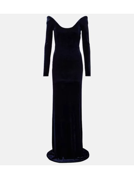 Aksamitna sukienka Alaïa niebieska