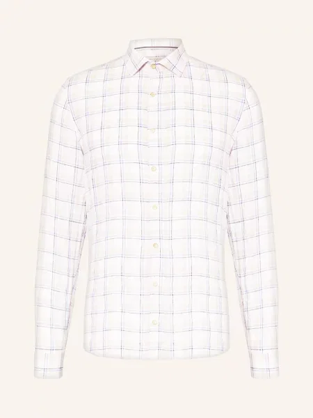 Olymp Lněná Košile Level Five Body Fit béžová/ tmavě modrá/ krémová béžová