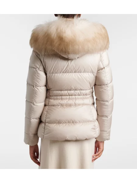 Geacă cu puf Moncler din piele de oaie bej