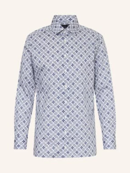 Olymp Košile Luxor Modern Fit modrá / tmavě hnědá bílá