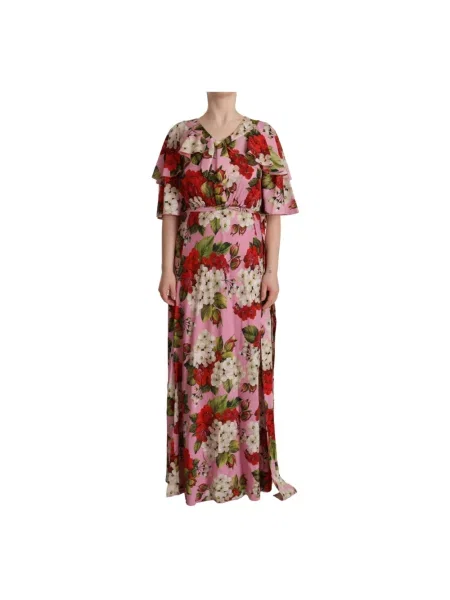 Długa sukienka maxi Dolce And Gabbana różowa