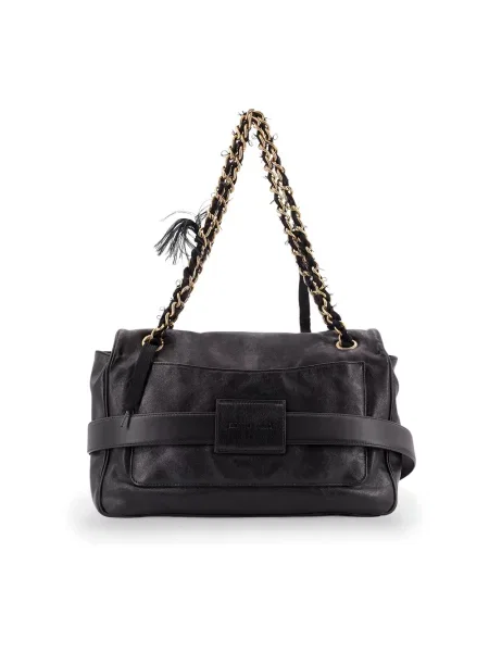 Lniana torebka Balenciaga czarna