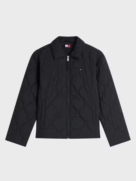 Стеганая джинсовая куртка Tommy Jeans с воротником черная