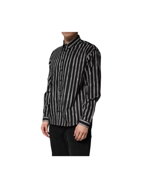 Koszula Dolce And Gabbana w paski elegancka czarna