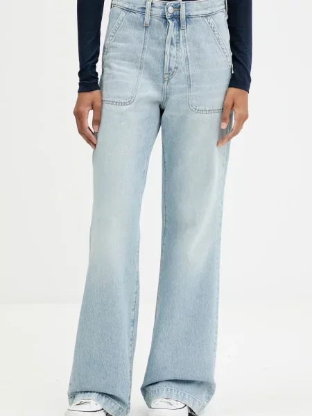 Traperice Tommy Jeans visoki struk plava