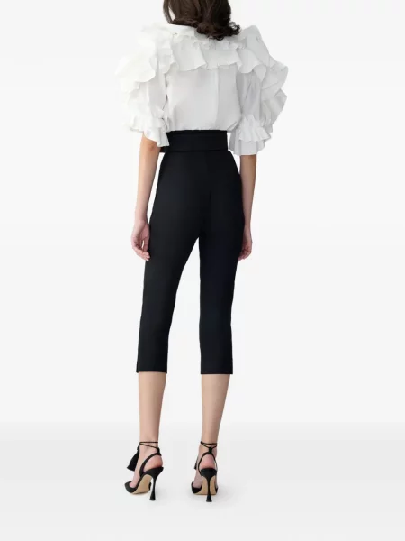 Top Carolina Herrera cu model floral drapat alb