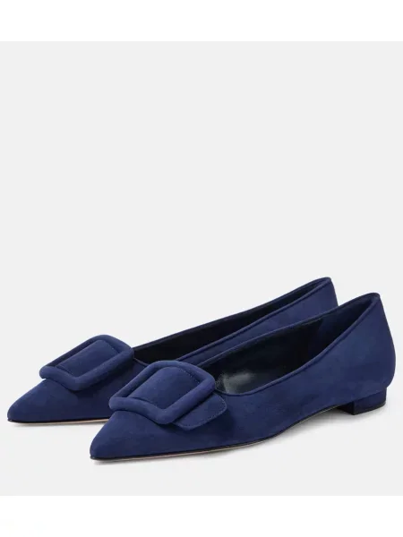 Balerini Manolo Blahnik din piele de căprioară albastru