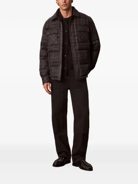 Geacă Calvin Klein în carouri gri