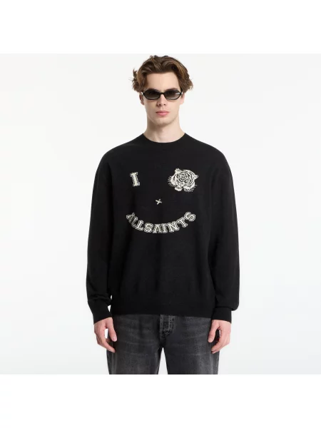 Пуловер AllSaints Grinner Crew Black/ Ecru White XL бяло
