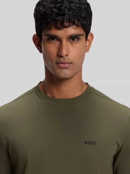 Bluzka z długim rękawem o kroju regular fit z mieszanka bawełny model Tee Long' Boss Green