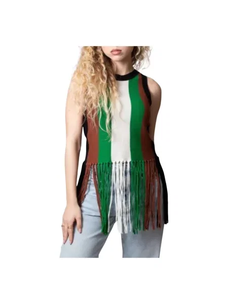 Lniany wielobarwność top Silvian Heach w paski