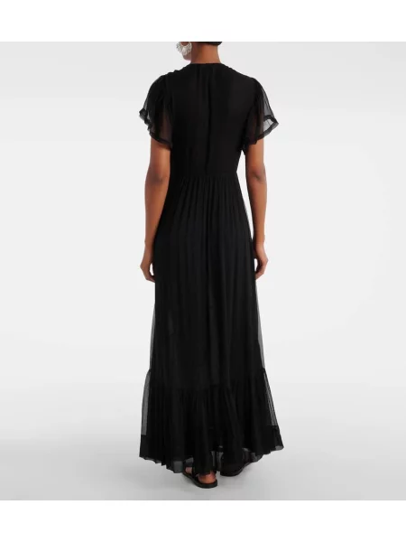 Rochie maxi Isabel Marant de mătase de costum negru