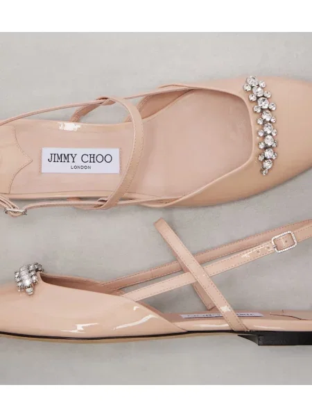 Balerini Jimmy Choo din piele de lac roz