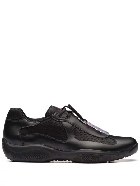 Sneakerși Prada cu șireturi din dantelă negru