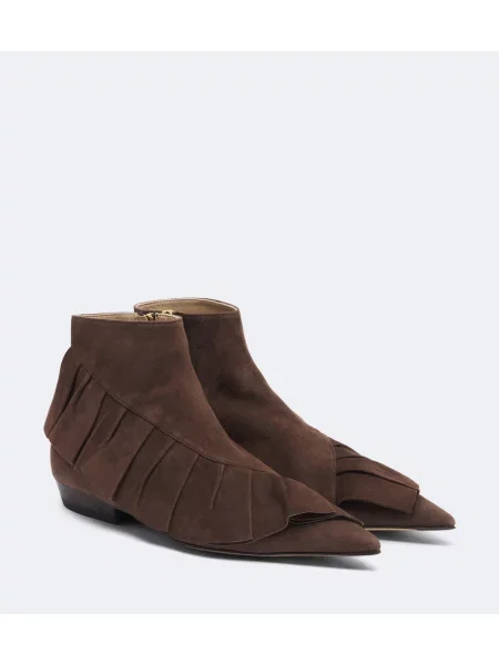 Cizme scurte Jw Anderson din piele de căprioară cu volane maro