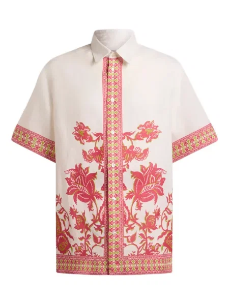 Cămașă Etro de in cu model floral cu imagine