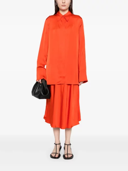 Cămașă Jil Sander cu mâneci lungi lungă portocaliu