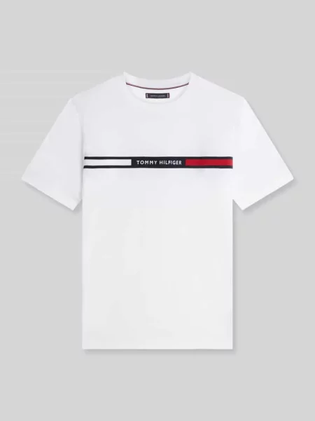 T-shirt o kroju regular fit z wyhaftowanym logo Tommy Hilfiger biała