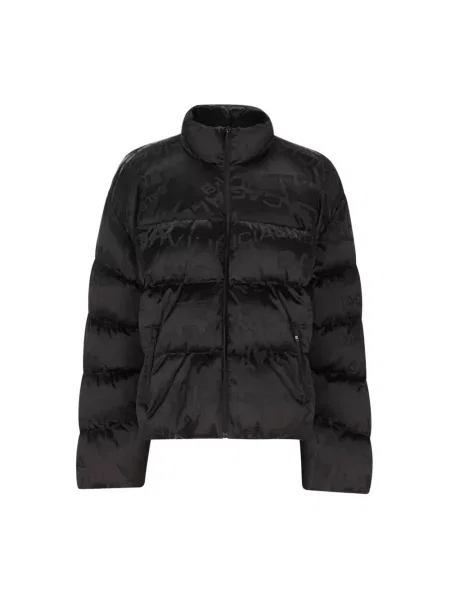 Lniana kurtka Balenciaga z logo czarna