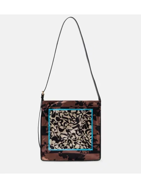 Satenska torbica Dries Van Noten s potiskom bordo