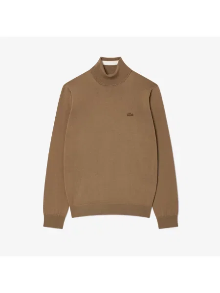 Lacoste Golf Z Wełny Merynosów brązowy