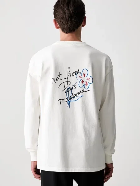 Drôle de Monsieur Esquisse Slogan longsleeve biała