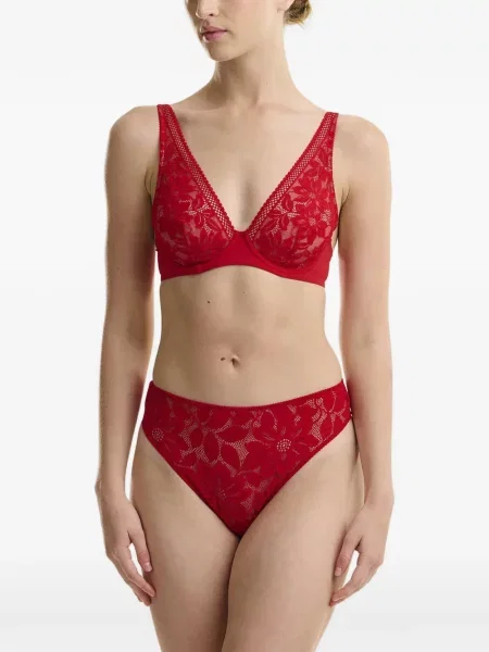Gėlėtas nėriniuotas liemenėlė Wolford raudona