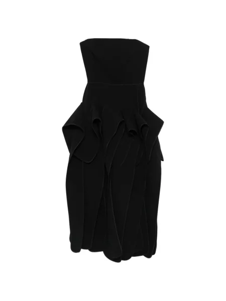 Rochie midi Maticevski până la genunchi fără bretele de costum negru