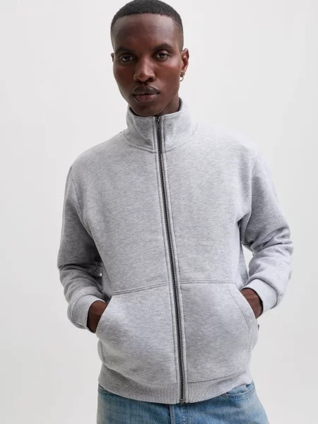 Кофта JACK & JONES BRADLEY SWEAT ZIP світло-сірий бавовна/поліестер сірий