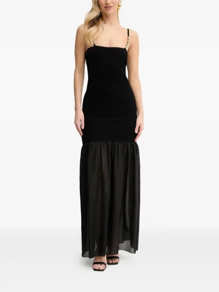 Warstwowa sukienka maxi Simona Corsellini garniturowa na ramiączkach czarna