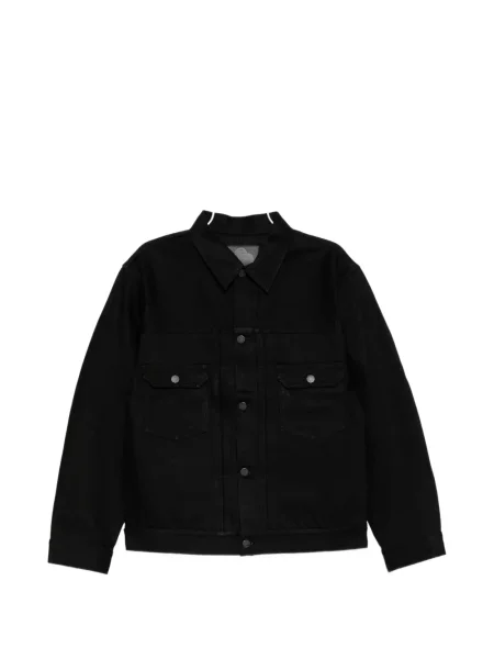 Geacă de blugi Momotaro cu buzunare la piept negru