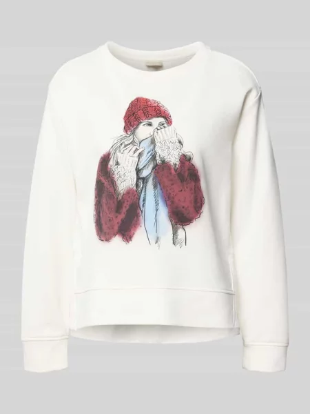 Bluza z nadrukiem z motywem i okrągłym dekoltem Milano Italy biała