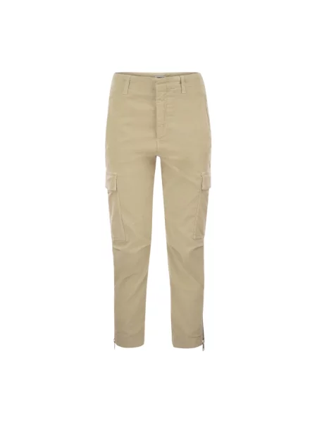 Aksamitne spodnie cargo Dondup beżowe