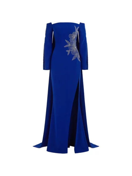 Rochie Gattinolli By Marwan cu broderie cu model floral albastru