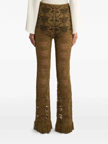 Pantaloni Etro cu franjuri verde