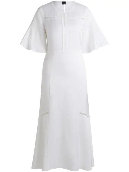 Rochie midi Boss până la genunchi de costum alb