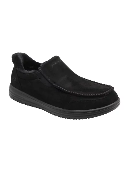 Półbuty Skechers ze sztucznego futra czarne