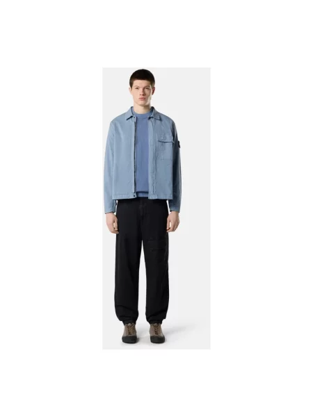 Kurtka koszulowa Stone Island z kamieniami niebieska