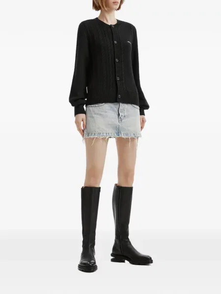 Cardigan We11done cu broderie tricotate negru