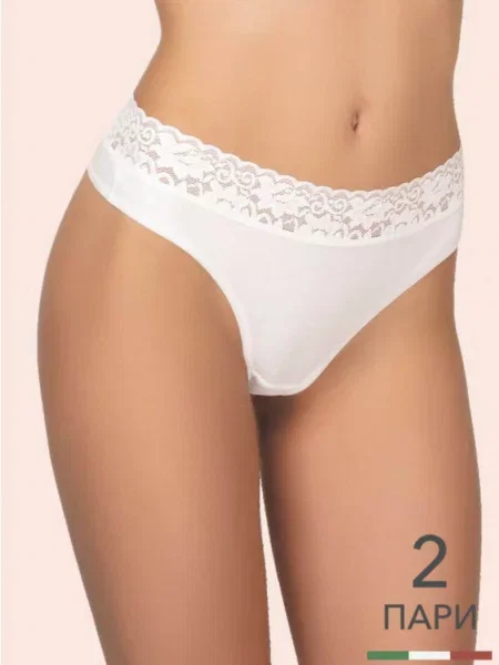 Женские стринги с высокой посадкой 2 шт. C COTTON в упаковці 2 шт. ціна за комплект білі