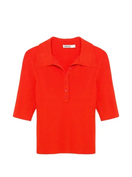 Tricou polo Simkhai tricotate portocaliu
