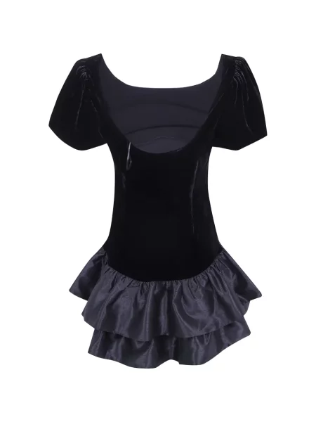 Rochie mini Rixo de catifea cu volane negru