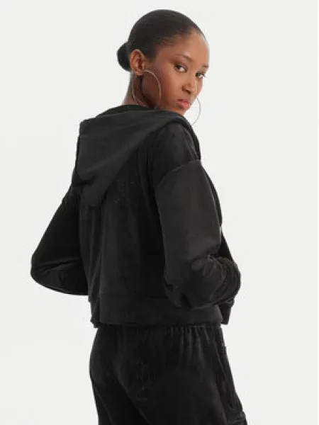 Juicy Couture dukserica s kapuljačom ženska velurna ICCLE HOODIE crna