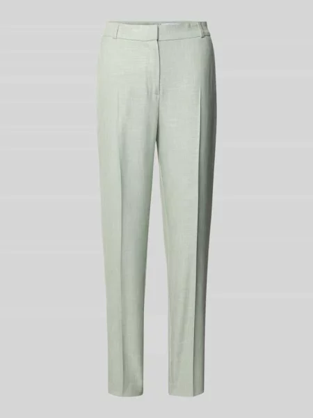 Spodnie materiałowe o kroju slim fit z mieszanki w kant Comma zielone