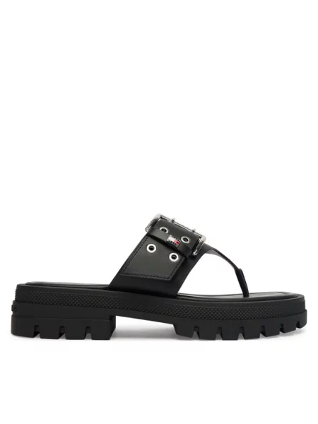 Papuci Tommy Jeans cu cataramă negru