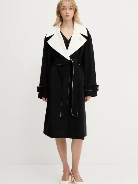 Karl Lagerfeld palton de lână negru de tranzitie alb