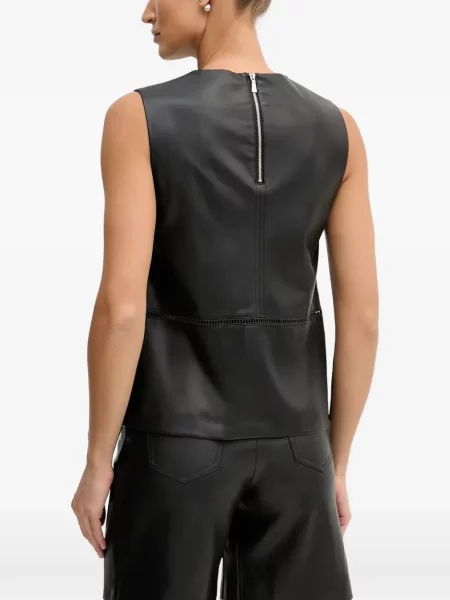 Top Sisley din piele negru