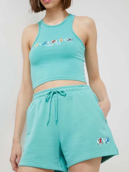 Kraťasy On Vacation tyrkysová s potiskem high waist