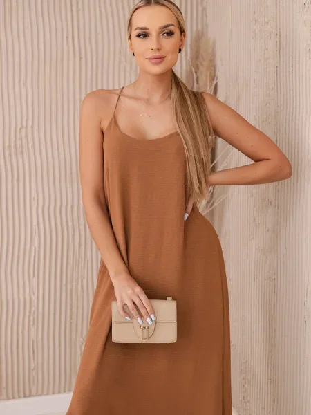 Rochie maxi Kesi Włoski lungă de costum maro