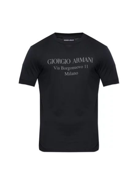 Koszulka Giorgio Armani z nadrukiem niebieska